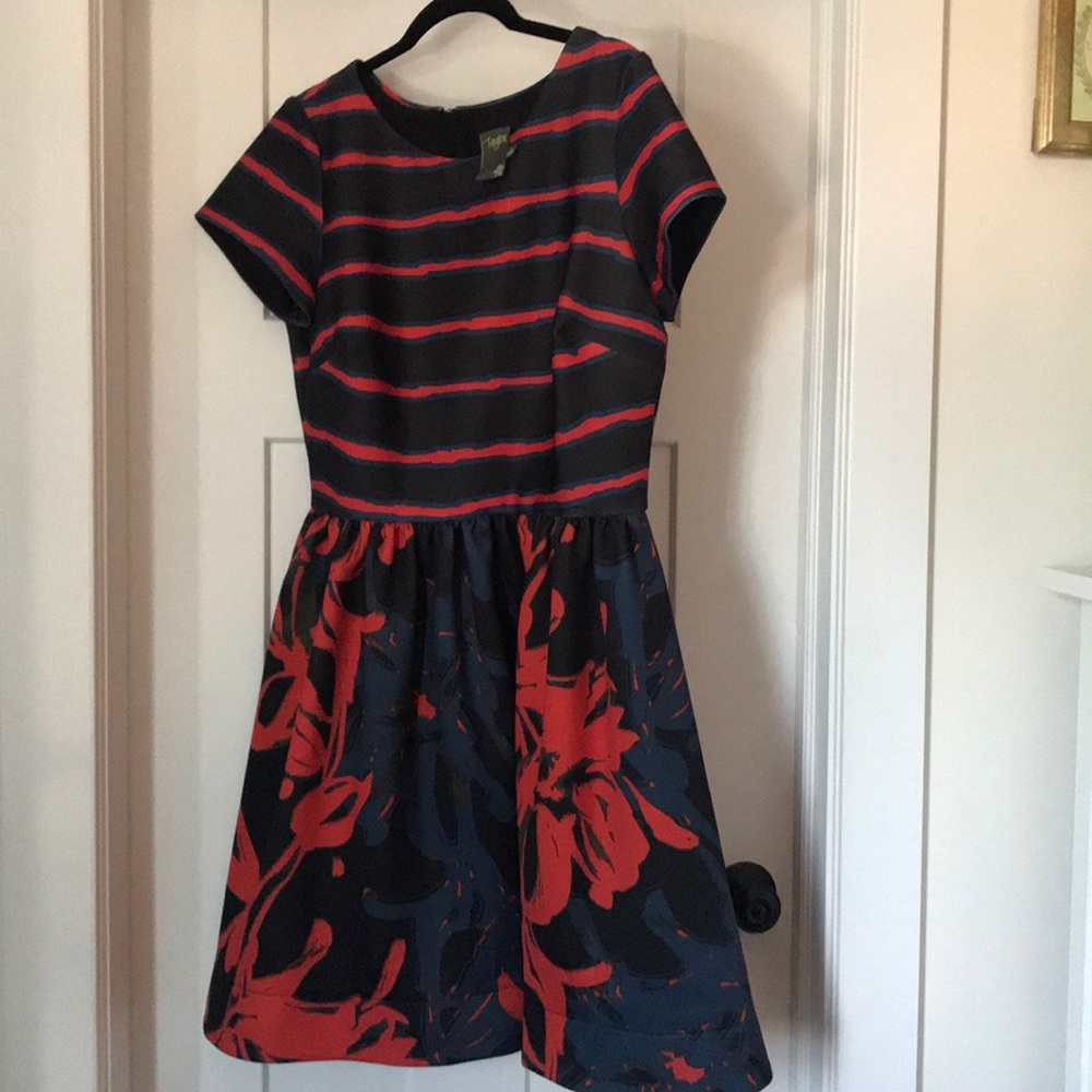 Taylor dress, striped top, floral bottom